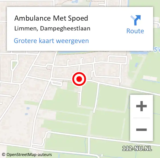 Locatie op kaart van de 112 melding: Ambulance Met Spoed Naar Limmen, Dampegheestlaan op 4 mei 2019 00:30