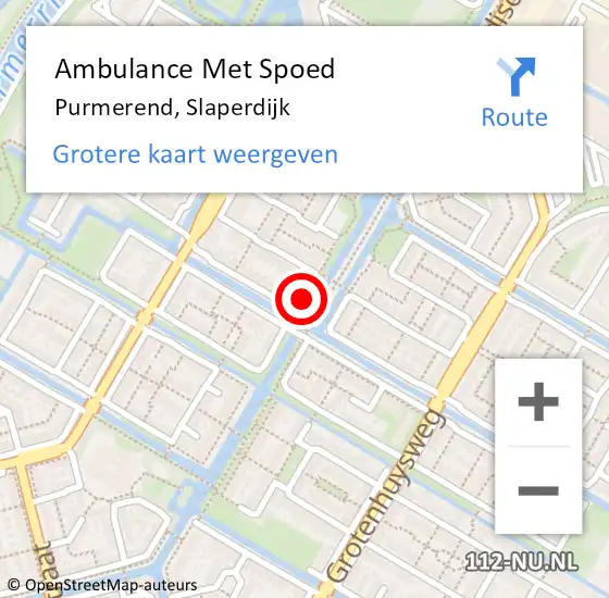Locatie op kaart van de 112 melding: Ambulance Met Spoed Naar Purmerend, Slaperdijk op 4 mei 2019 08:17