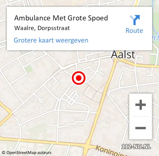 Locatie op kaart van de 112 melding: Ambulance Met Grote Spoed Naar Waalre, Dorpsstraat op 4 mei 2019 09:32