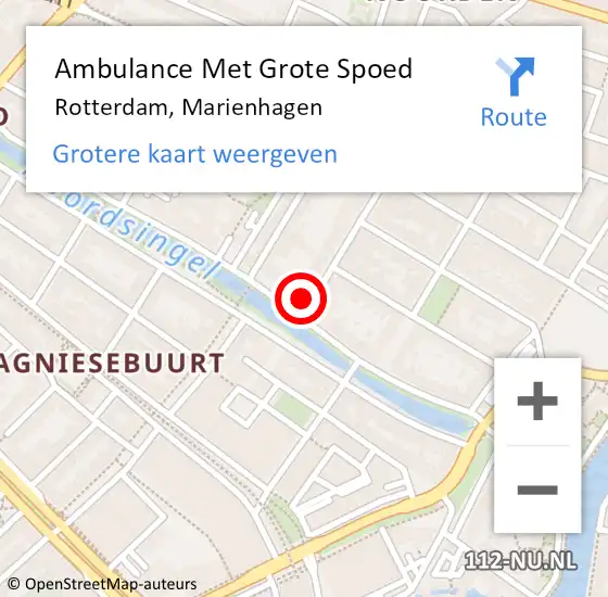 Locatie op kaart van de 112 melding: Ambulance Met Grote Spoed Naar Rotterdam, Victor E V Vrieslandstr op 4 mei 2019 12:23