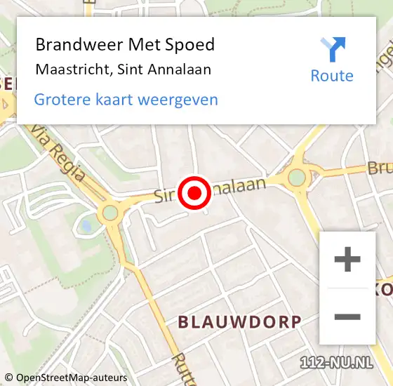Locatie op kaart van de 112 melding: Brandweer Met Spoed Naar Maastricht, Sint Annalaan op 4 mei 2019 14:57