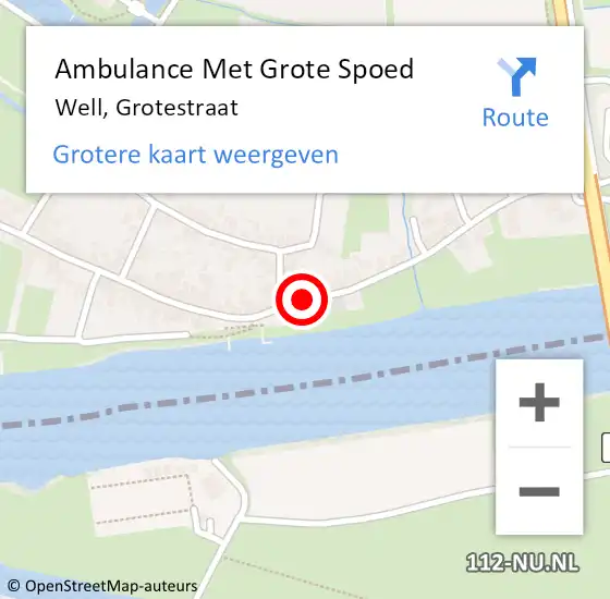 Locatie op kaart van de 112 melding: Ambulance Met Grote Spoed Naar Well, Grotestraat op 4 mei 2019 19:55