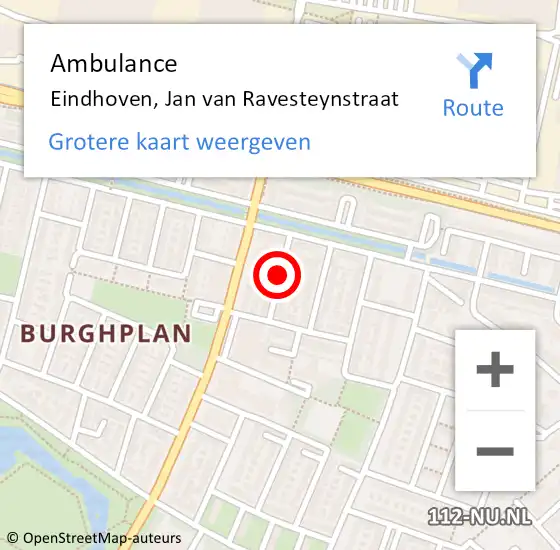 Locatie op kaart van de 112 melding: Ambulance Eindhoven, Jan van Ravesteynstraat op 5 mei 2019 01:36