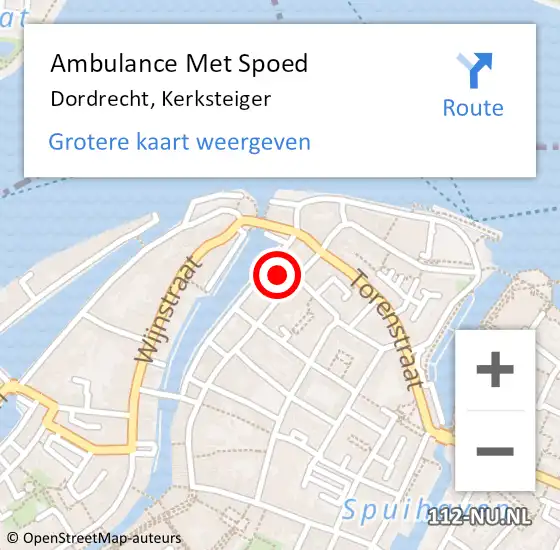 Locatie op kaart van de 112 melding: Ambulance Met Spoed Naar Dordrecht, Kerksteiger op 5 mei 2019 09:15