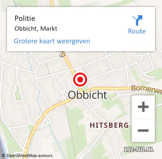 Locatie op kaart van de 112 melding: Politie Obbicht, Markt op 5 mei 2019 10:23