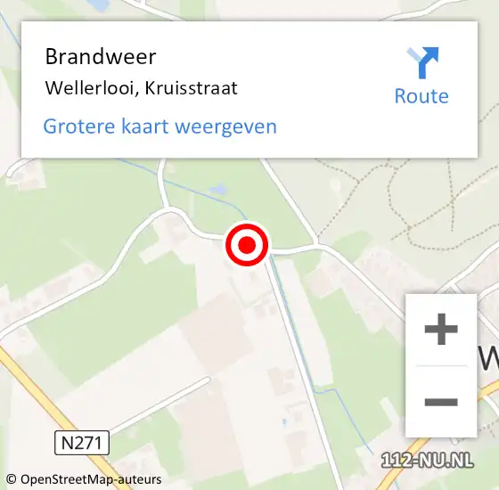 Locatie op kaart van de 112 melding: Brandweer Wellerlooi, Kruisstraat op 5 mei 2019 11:36