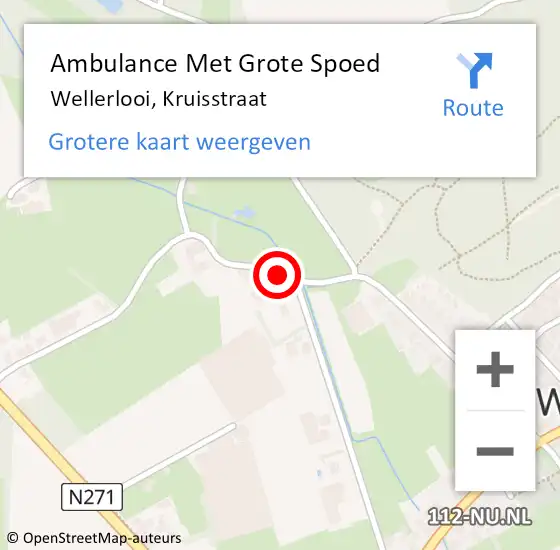 Locatie op kaart van de 112 melding: Ambulance Met Grote Spoed Naar Wellerlooi, Kruisstraat op 5 mei 2019 11:36