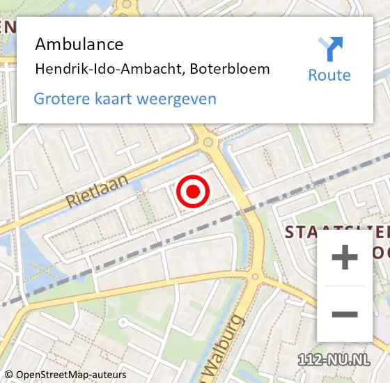 Locatie op kaart van de 112 melding: Ambulance Hendrik-Ido-Ambacht, Boterbloem op 5 mei 2019 13:11