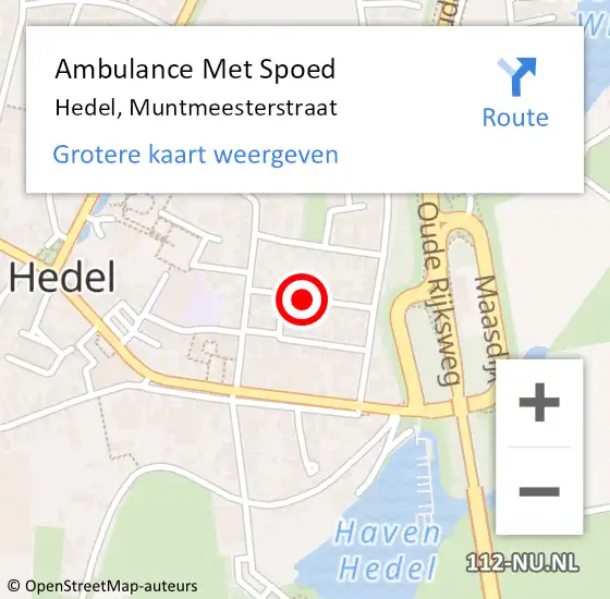 Locatie op kaart van de 112 melding: Ambulance Met Spoed Naar Hedel, Muntmeesterstraat op 5 mei 2019 17:05