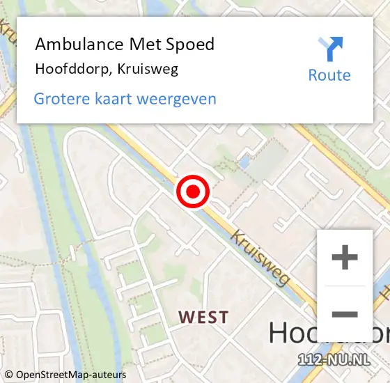 Locatie op kaart van de 112 melding: Ambulance Met Spoed Naar Hoofddorp, Kruisweg op 5 mei 2019 17:59