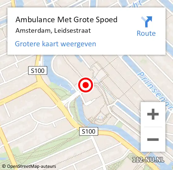 Locatie op kaart van de 112 melding: Ambulance Met Grote Spoed Naar Amsterdam, Leidseplein op 5 mei 2019 18:24