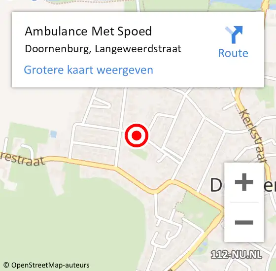 Locatie op kaart van de 112 melding: Ambulance Met Spoed Naar Doornenburg, Langeweerdstraat op 5 mei 2019 18:26