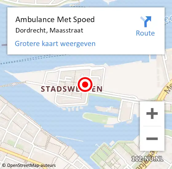 Locatie op kaart van de 112 melding: Ambulance Met Spoed Naar Dordrecht, Maasstraat op 5 mei 2019 19:06