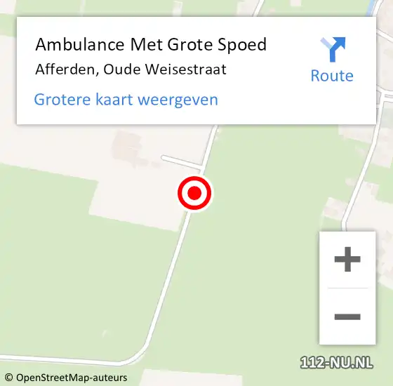 Locatie op kaart van de 112 melding: Ambulance Met Grote Spoed Naar Afferden, Oude Weisestraat op 5 mei 2019 20:30