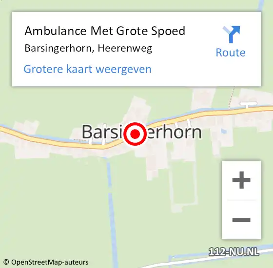 Locatie op kaart van de 112 melding: Ambulance Met Grote Spoed Naar Barsingerhorn, Heerenweg op 5 mei 2019 23:57