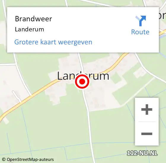 Locatie op kaart van de 112 melding: Brandweer Landerum op 6 mei 2019 01:30