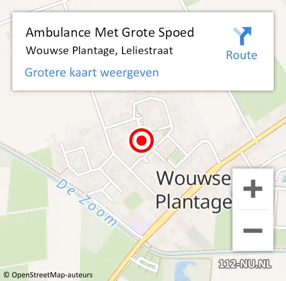 Locatie op kaart van de 112 melding: Ambulance Met Grote Spoed Naar Wouwse Plantage, Leliestraat op 6 mei 2019 10:24