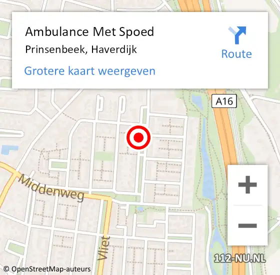 Locatie op kaart van de 112 melding: Ambulance Met Spoed Naar Prinsenbeek, Haverdijk op 6 mei 2019 12:48