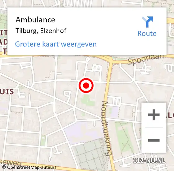 Locatie op kaart van de 112 melding: Ambulance Tilburg, Elzenhof op 6 mei 2019 14:31