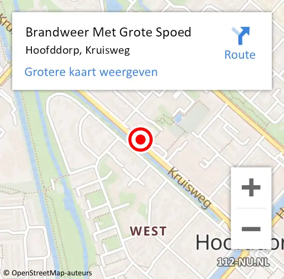 Locatie op kaart van de 112 melding: Brandweer Met Grote Spoed Naar Hoofddorp, Kruisweg op 6 mei 2019 15:23