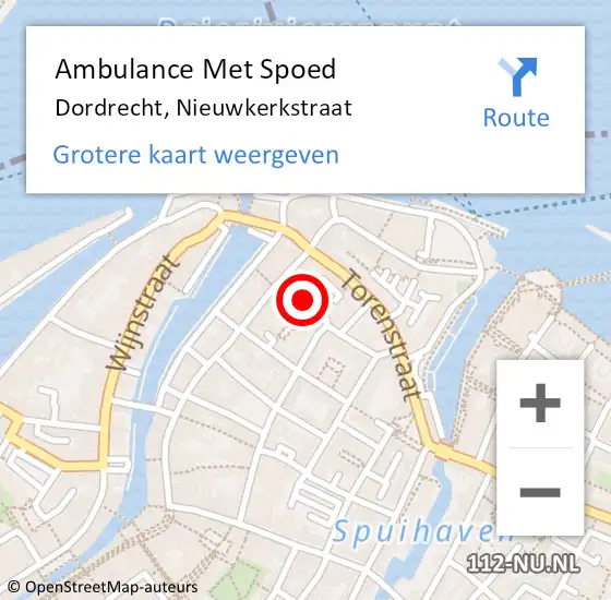 Locatie op kaart van de 112 melding: Ambulance Met Spoed Naar Dordrecht, Nieuwkerkstraat op 6 mei 2019 16:56