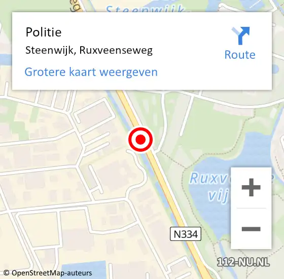 Locatie op kaart van de 112 melding: Politie Steenwijk, Ruxveenseweg op 6 mei 2019 17:36