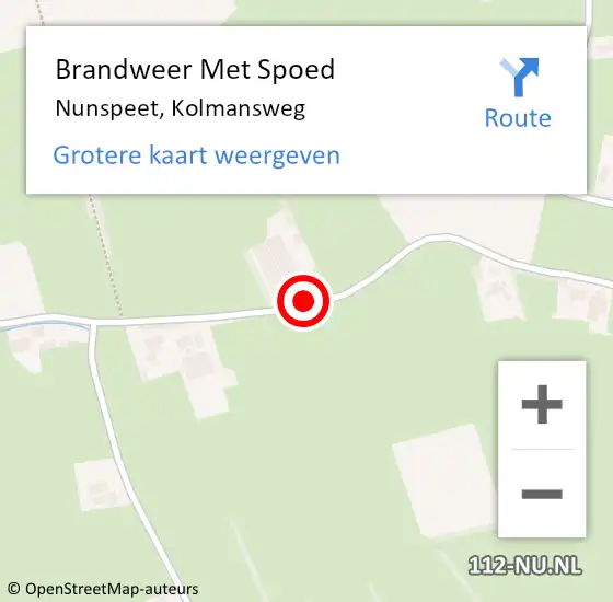 Locatie op kaart van de 112 melding: Brandweer Met Spoed Naar Nunspeet, Kolmansweg op 6 mei 2019 17:49