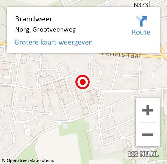 Locatie op kaart van de 112 melding: Brandweer Norg, Grootveenweg op 6 mei 2019 19:24