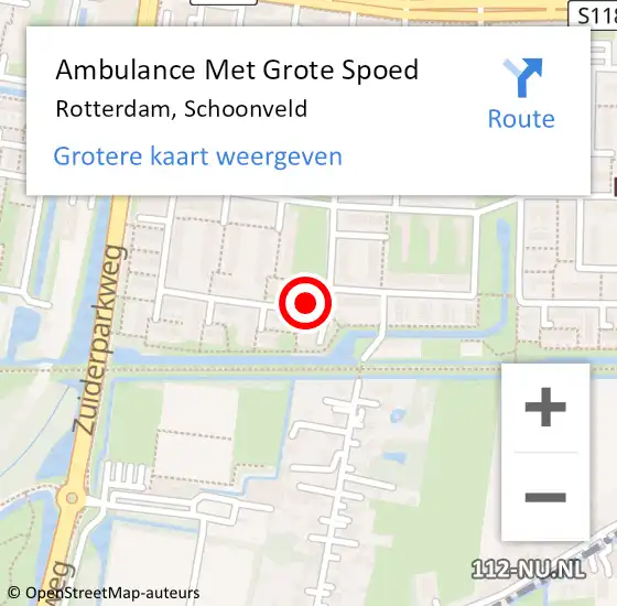 Locatie op kaart van de 112 melding: Ambulance Met Grote Spoed Naar Rotterdam, Schoonveld op 7 mei 2019 01:09