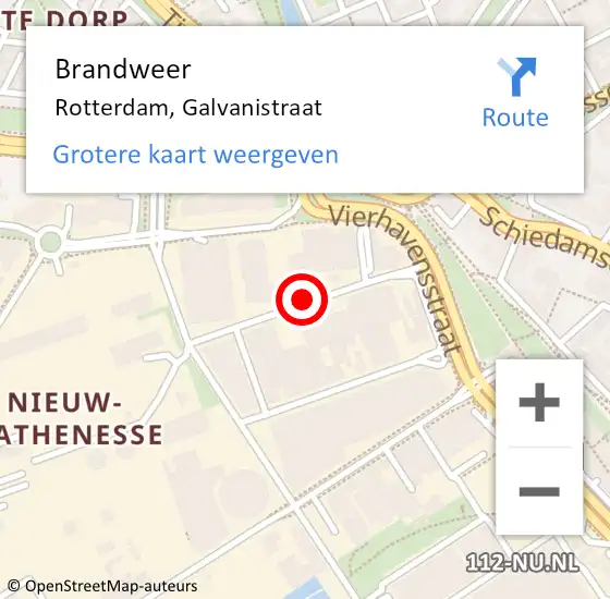 Locatie op kaart van de 112 melding: Brandweer Rotterdam, Galvanistraat op 7 mei 2019 08:00
