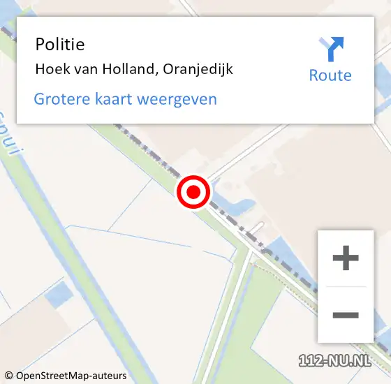Locatie op kaart van de 112 melding: Politie Hoek van Holland, Oranjedijk op 7 mei 2019 10:37
