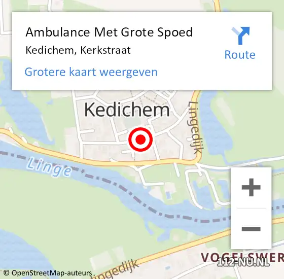 Locatie op kaart van de 112 melding: Ambulance Met Grote Spoed Naar Kedichem, Kerkstraat op 7 mei 2019 12:06