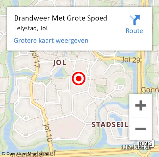 Locatie op kaart van de 112 melding: Brandweer Met Grote Spoed Naar Lelystad, Jol op 7 mei 2019 13:46