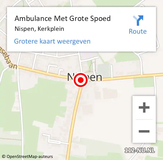 Locatie op kaart van de 112 melding: Ambulance Met Grote Spoed Naar Nispen, Kerkplein op 7 mei 2019 14:02