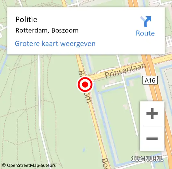 Locatie op kaart van de 112 melding: Politie Rotterdam, Boszoom op 7 mei 2019 16:40