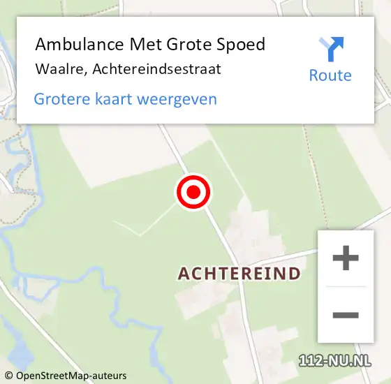 Locatie op kaart van de 112 melding: Ambulance Met Grote Spoed Naar Waalre, Achtereindsestraat op 7 mei 2019 18:00