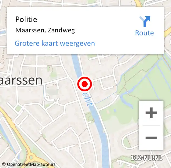 Locatie op kaart van de 112 melding: Politie Maarssen, Zandweg op 7 mei 2019 18:14