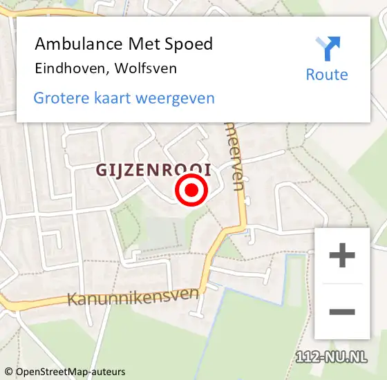 Locatie op kaart van de 112 melding: Ambulance Met Spoed Naar Eindhoven, Wolfsven op 7 mei 2019 21:27