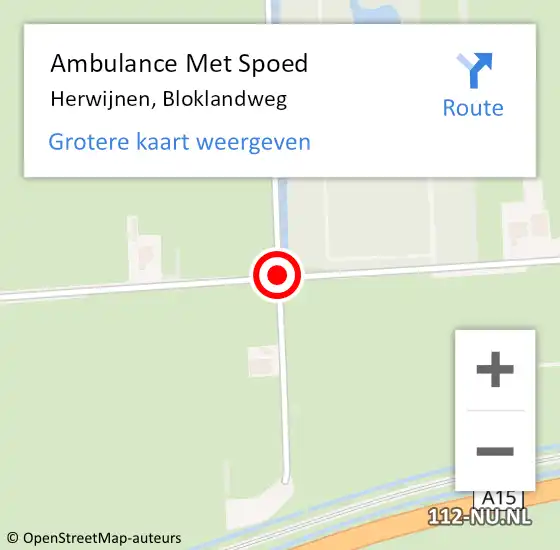 Locatie op kaart van de 112 melding: Ambulance Met Spoed Naar Herwijnen, Bloklandweg op 7 mei 2019 22:12