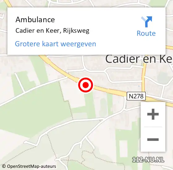 Locatie op kaart van de 112 melding: Ambulance Cadier en Keer, Rijksweg op 7 mei 2019 22:19