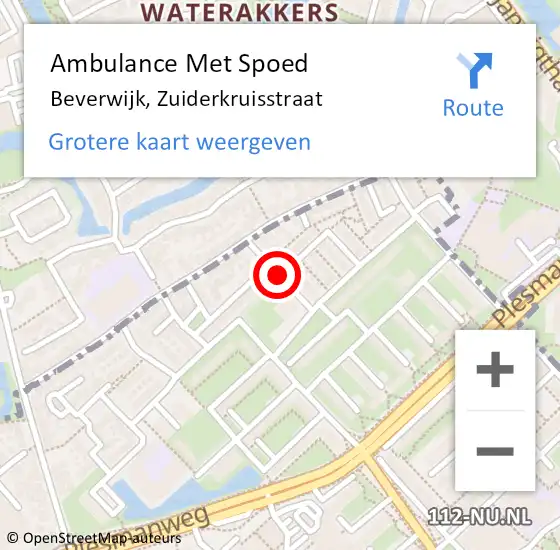 Locatie op kaart van de 112 melding: Ambulance Met Spoed Naar Beverwijk, Zuiderkruisstraat op 7 mei 2019 23:11