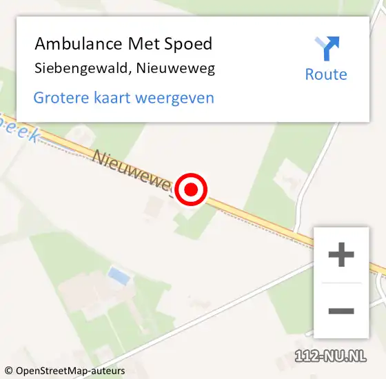 Locatie op kaart van de 112 melding: Ambulance Met Spoed Naar Siebengewald, Nieuweweg op 8 mei 2019 05:18
