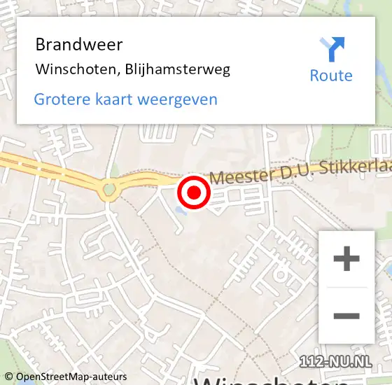 Locatie op kaart van de 112 melding: Brandweer Winschoten, Blijhamsterweg op 8 mei 2019 07:34