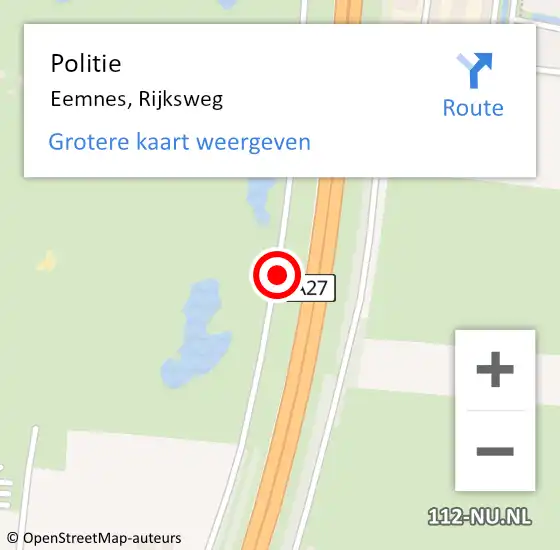 Locatie op kaart van de 112 melding: Politie Eemnes, Rijksweg op 8 mei 2019 08:07