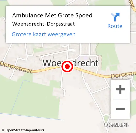 Locatie op kaart van de 112 melding: Ambulance Met Grote Spoed Naar Woensdrecht, Dorpsstraat op 8 mei 2019 08:07