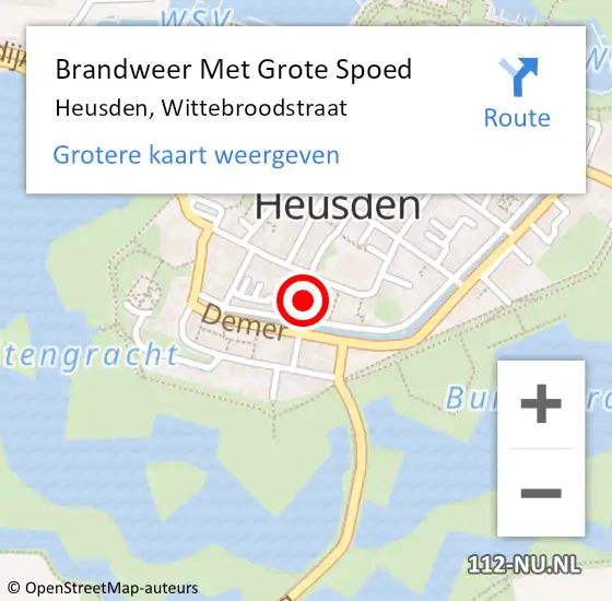 Locatie op kaart van de 112 melding: Brandweer Met Grote Spoed Naar Heusden, Wittebroodstraat op 8 mei 2019 09:41