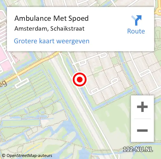 Locatie op kaart van de 112 melding: Ambulance Met Spoed Naar Amsterdam, Schaikstraat op 8 mei 2019 12:49