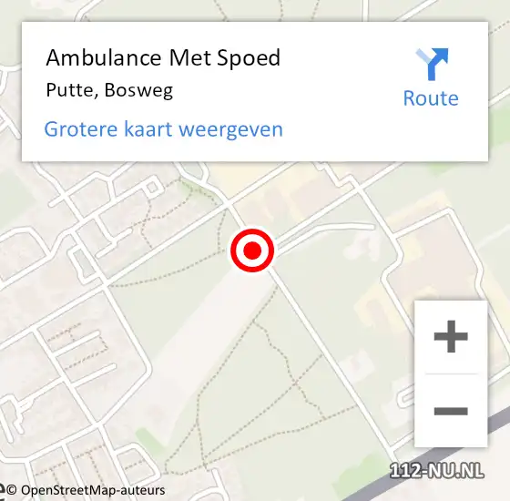 Locatie op kaart van de 112 melding: Ambulance Met Spoed Naar Putte, Bosweg op 8 mei 2019 12:55