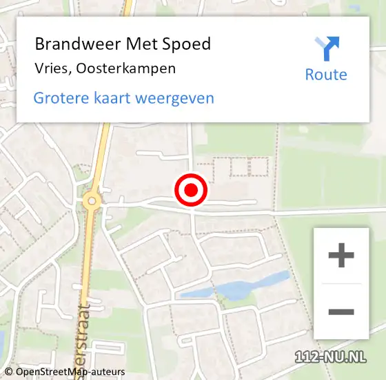 Locatie op kaart van de 112 melding: Brandweer Met Spoed Naar Vries, Oosterkampen op 8 mei 2019 13:44