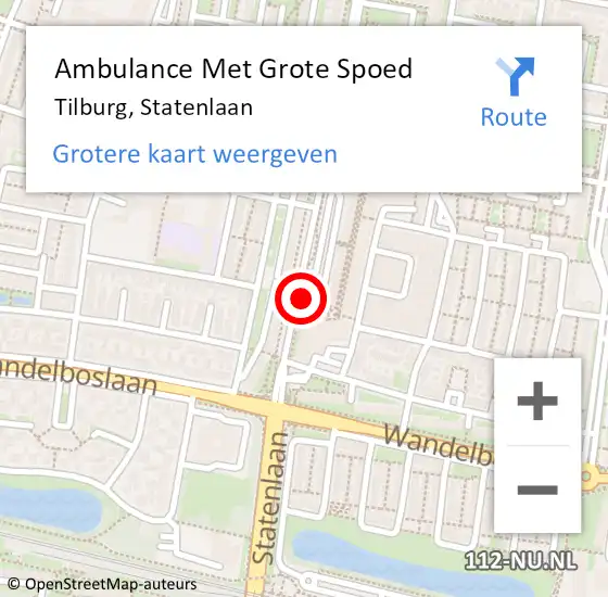 Locatie op kaart van de 112 melding: Ambulance Met Grote Spoed Naar Tilburg, Statenlaan op 8 mei 2019 16:35